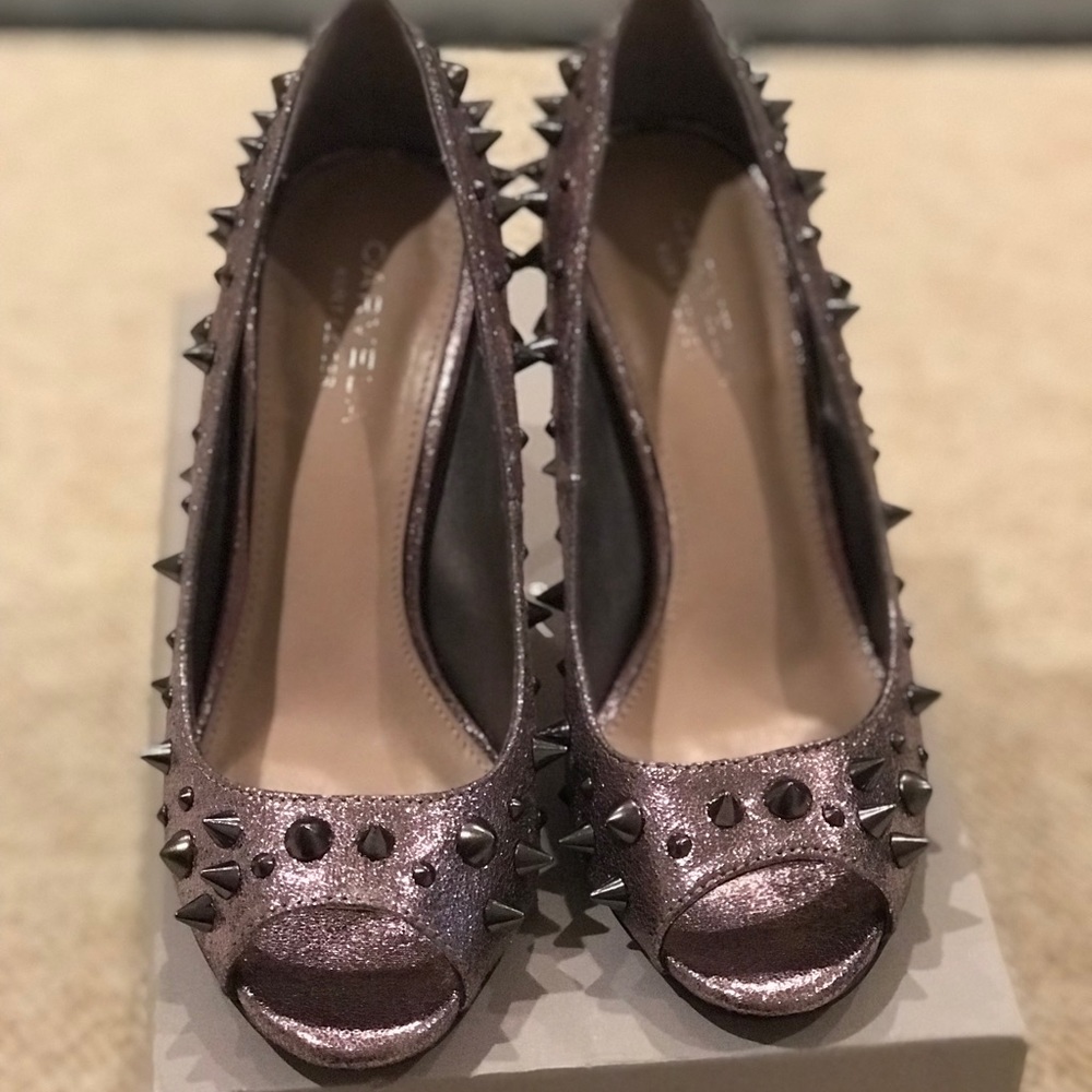Silver studded pumps by Kurt Geiger size 7